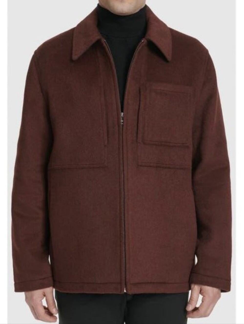 Cole Haan Mens Size Medium Burgandy Brown Jacket Wool Blend